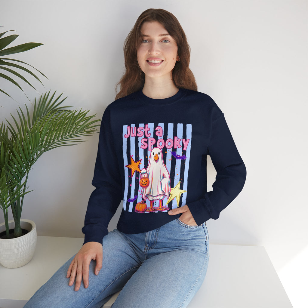 Ghost Costume Sweatshirt — "Just a Spooky" Cute Halloween Crewneck