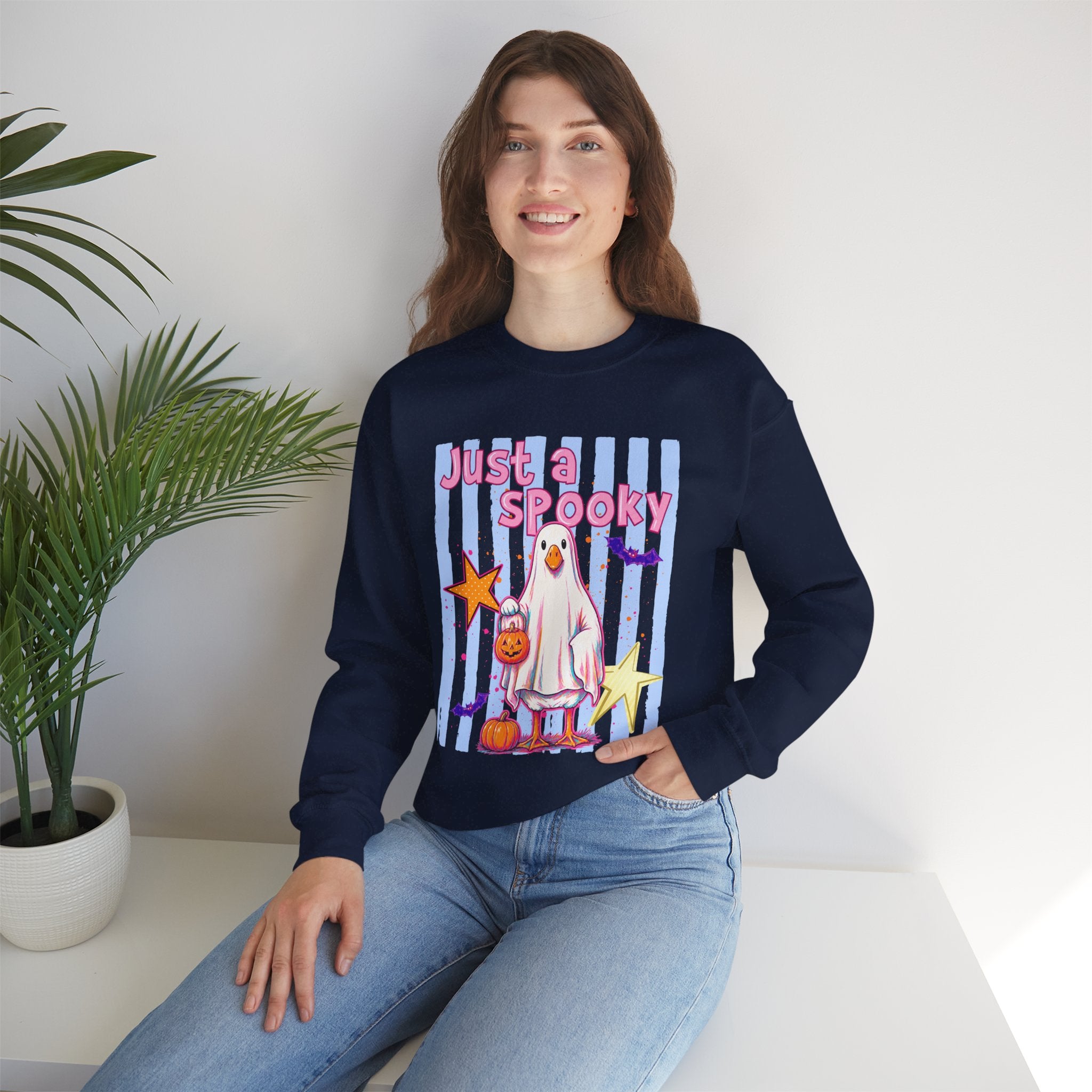Ghost Costume Sweatshirt — "Just a Spooky" Cute Halloween Crewneck