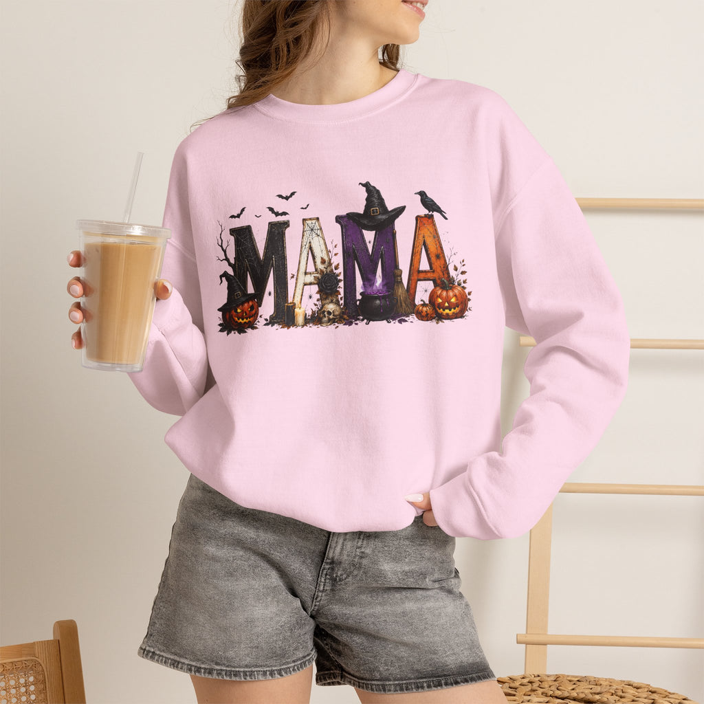 Halloween Mama Sweatshirt — Spooky Witch & Pumpkins Crewneck