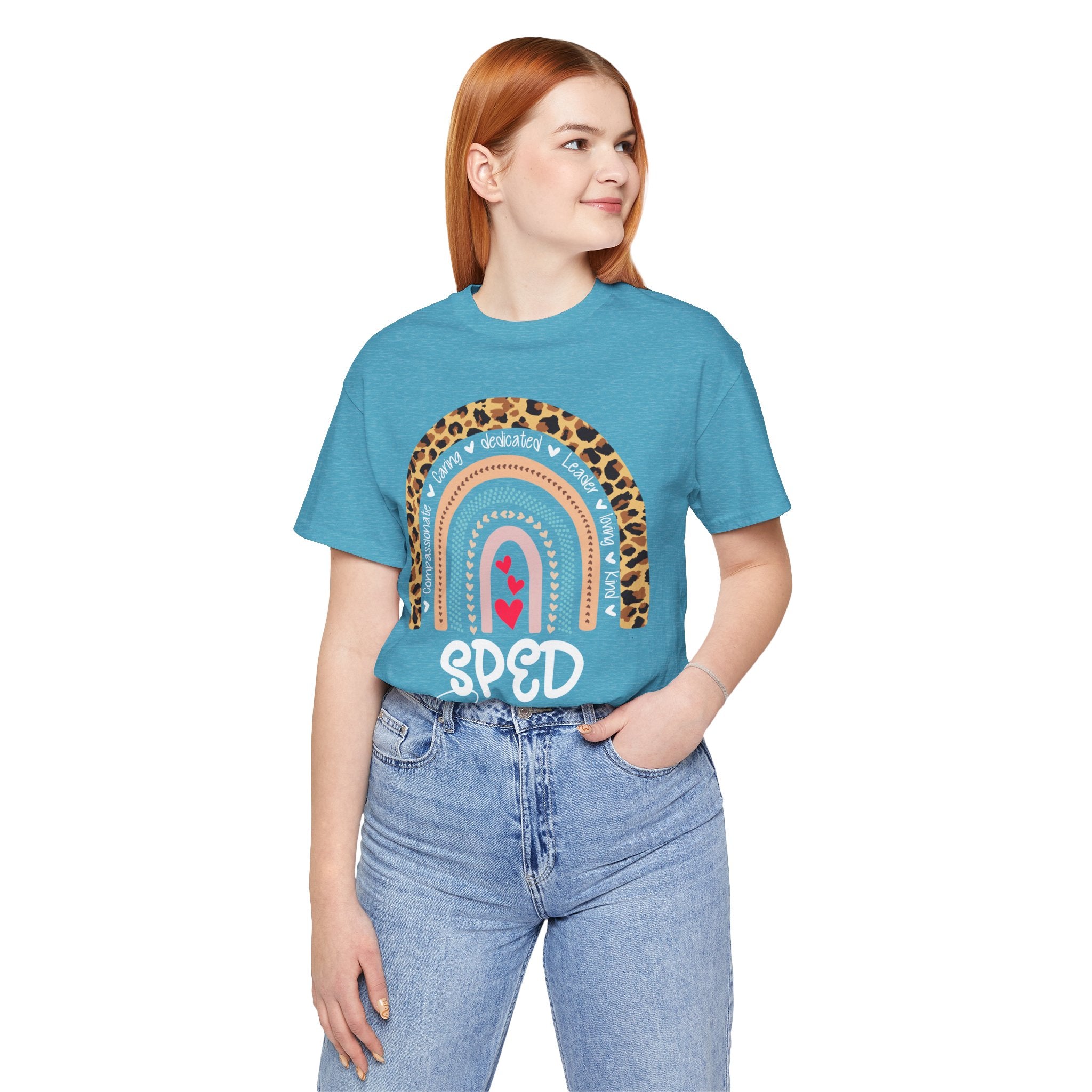 Leopard Rainbow Tee — Cute Pastel Heart Rainbow Graphic T-Shirt