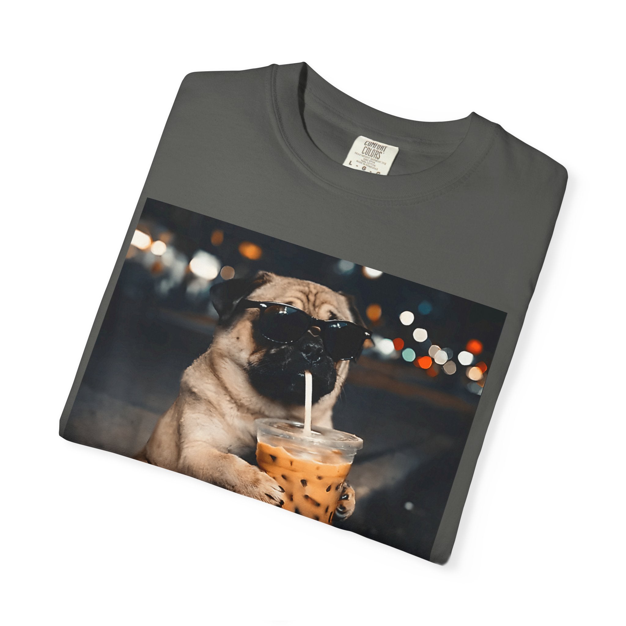Pug Drinking Boba T‑Shirt — Cute Dog Bubble Tea Graphic Tee
