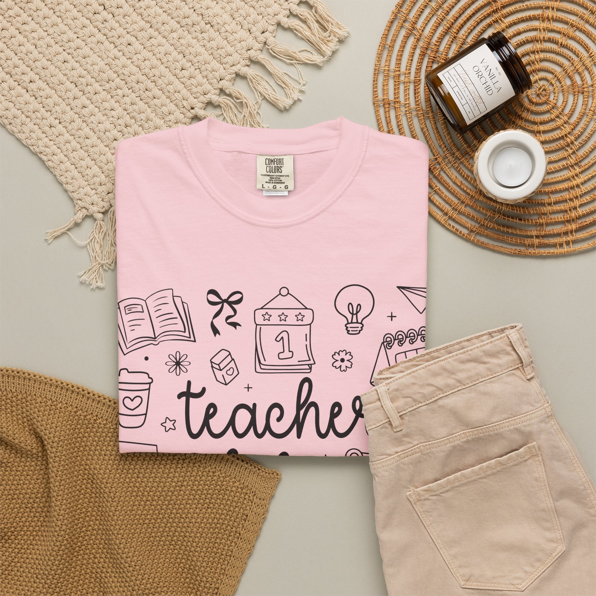 Teacher Life T-Shirt — School Supplies Sketch Graphic Tee