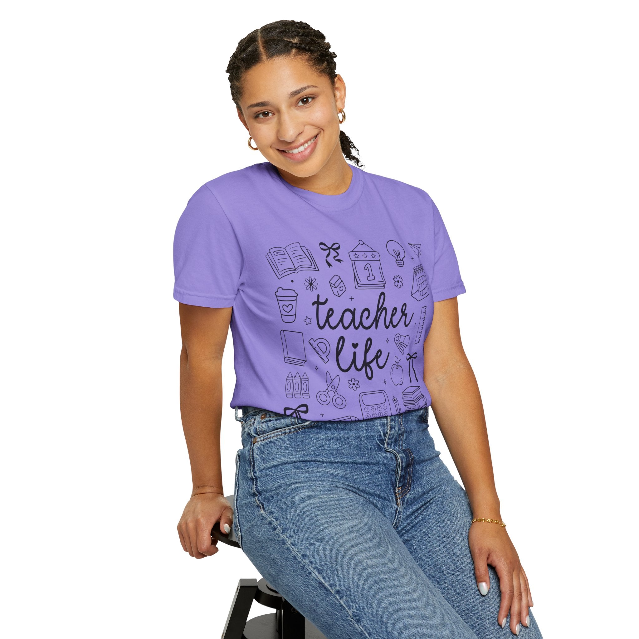 Teacher Life T-Shirt — School Supplies Sketch Graphic Tee