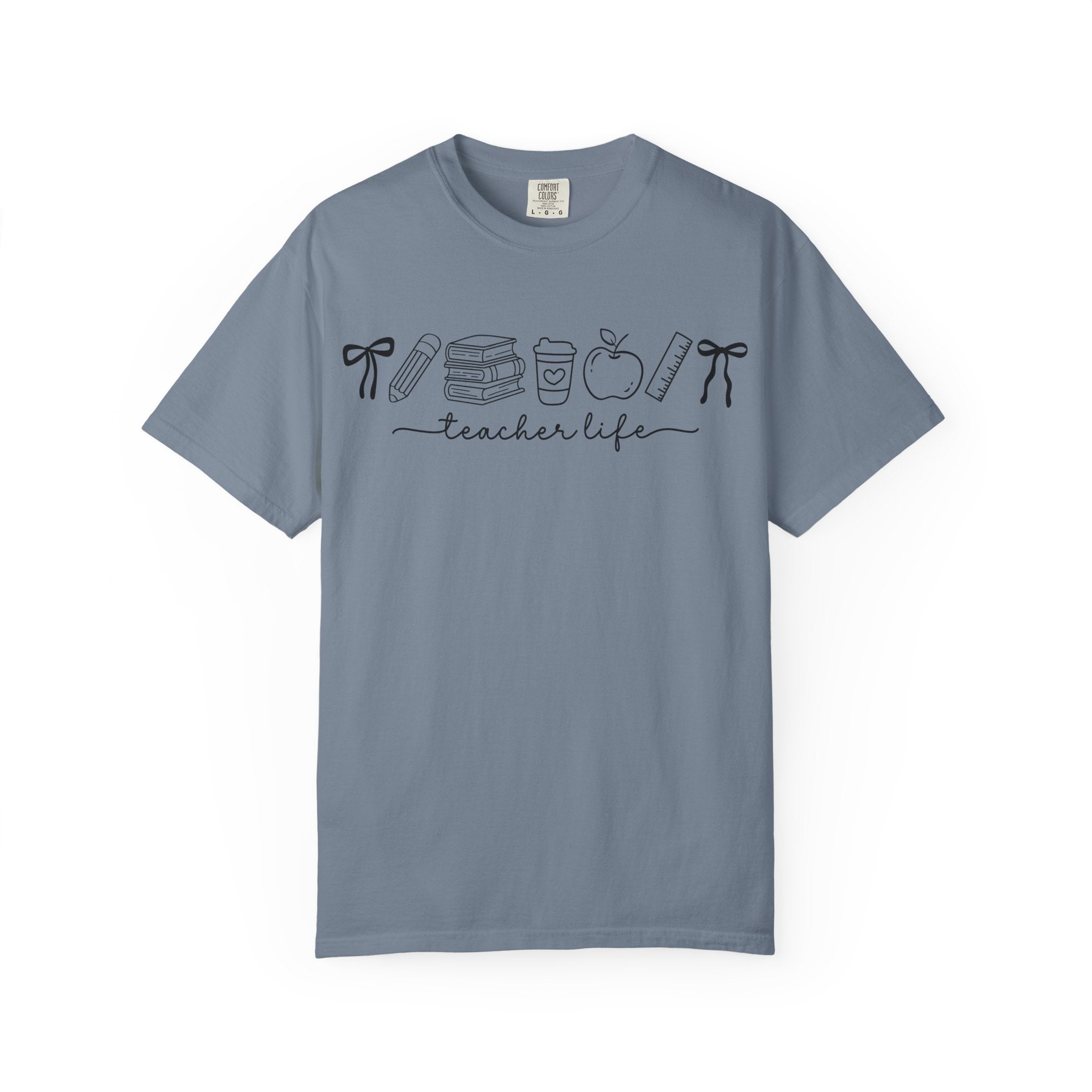 Teacher Life Tee — Minimalist Apple, Books & Coffee Graphic T-Shirt