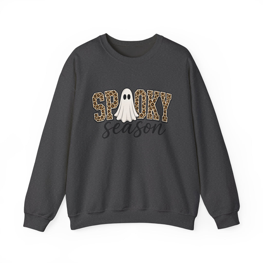 Spooky Season Sweatshirt - Leopard Print Ghost Halloween Crewneck