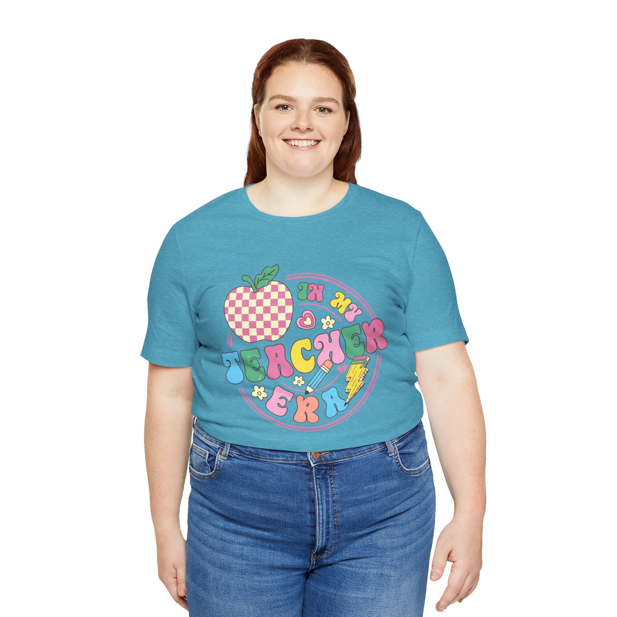 Teacher Vibes Tee — Cute Retro Apple Classroom Graphic T-Shirt