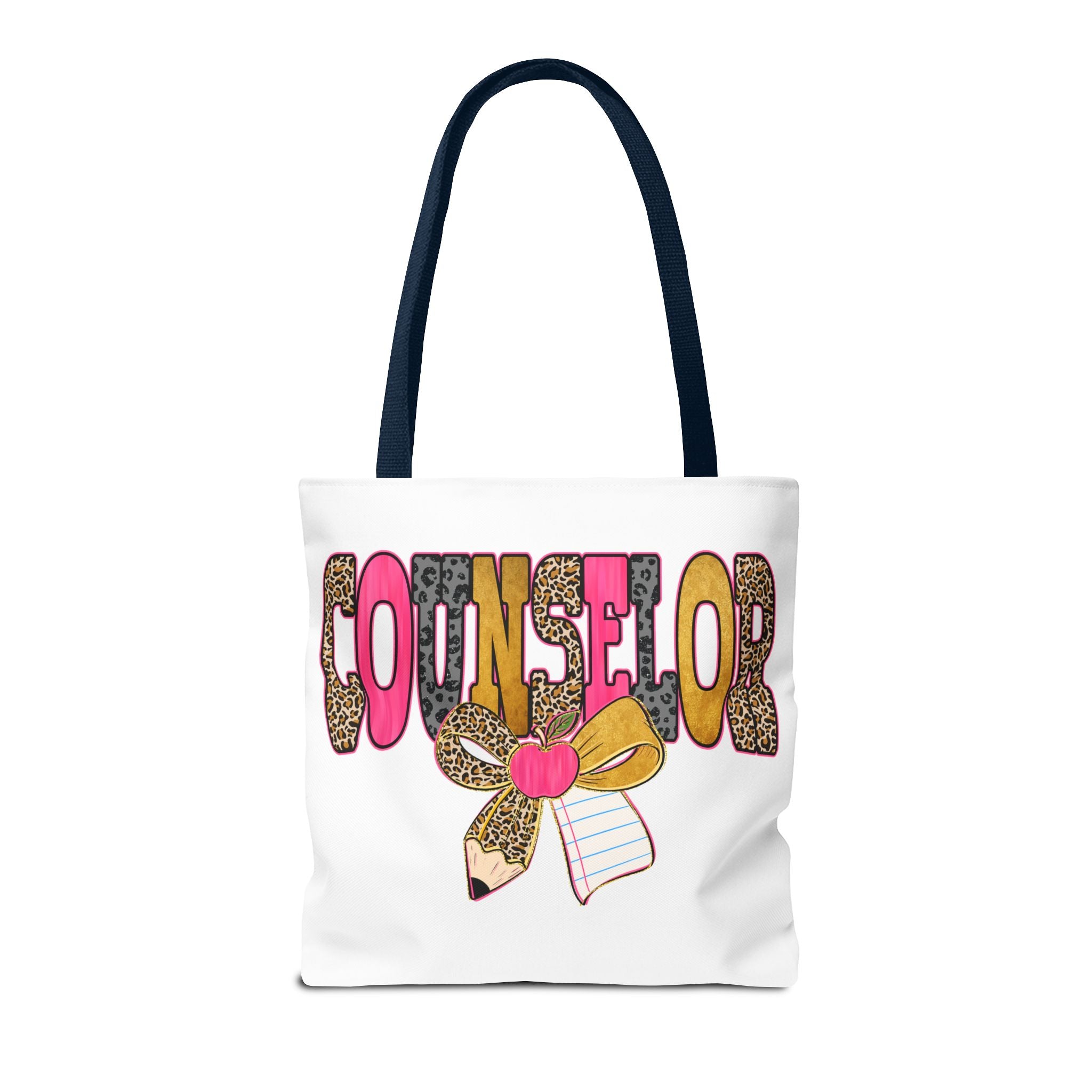 Counselor Tote Bag — Cute Leopard Pencil & Ribbon School Counselor Gift