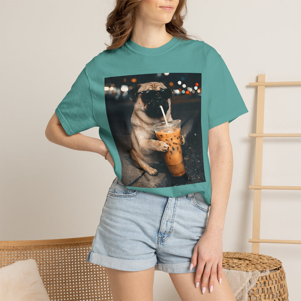 Pug Drinking Boba T‑Shirt — Cute Dog Bubble Tea Graphic Tee