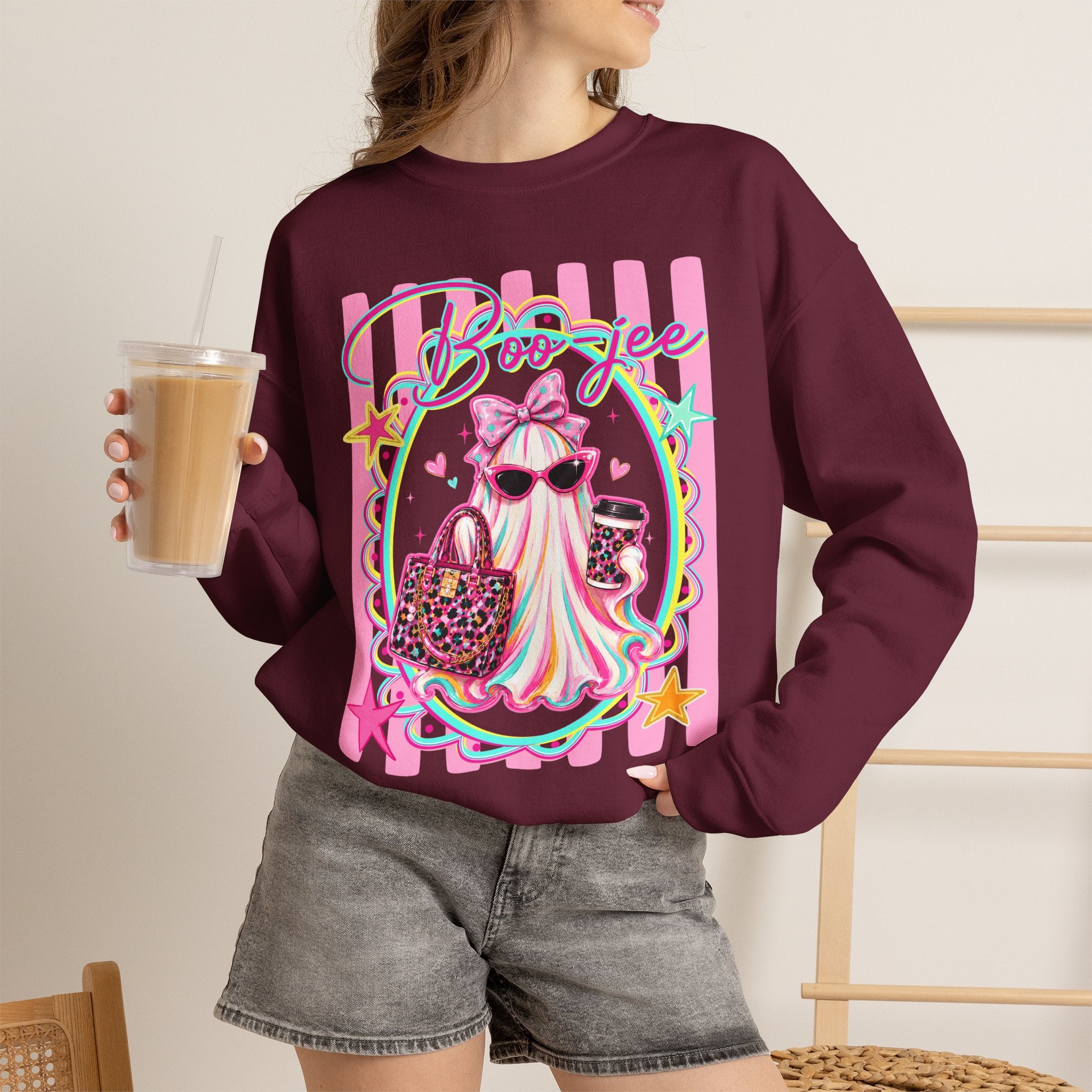 Halloween Crewneck Sweatshirt — "Boo-jee" Cute Ghost Fashion Graphic