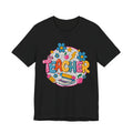 Teacher Doodle Graphic Tee — Colorful School Supplies Design