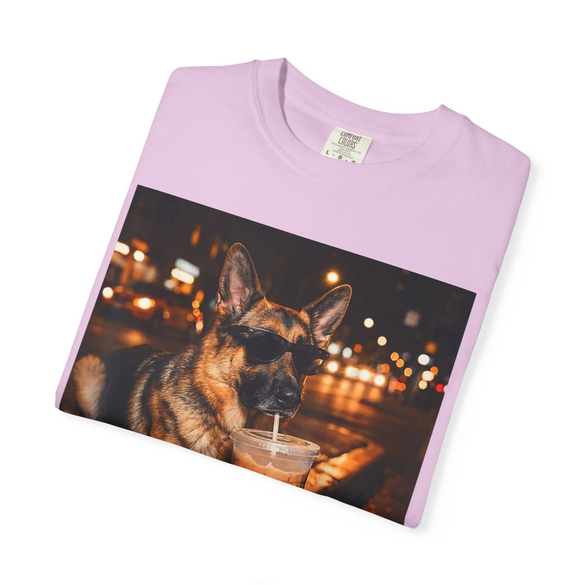German Shepherd & Iced Coffee Photo T-Shirt — Dog