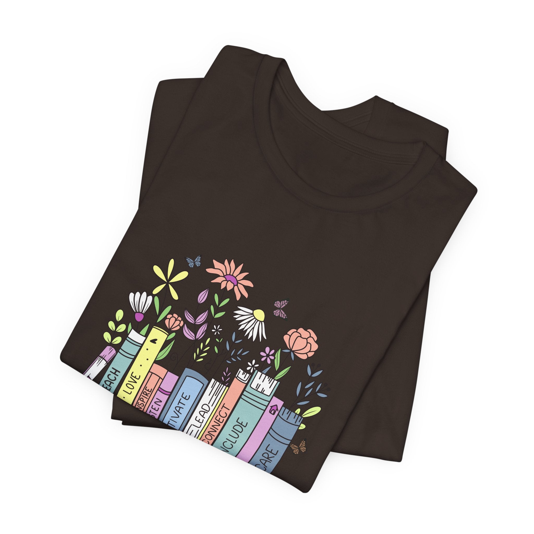 Book Lover T‑Shirt — Teacher Floral Books & Pencil Illustration Tee