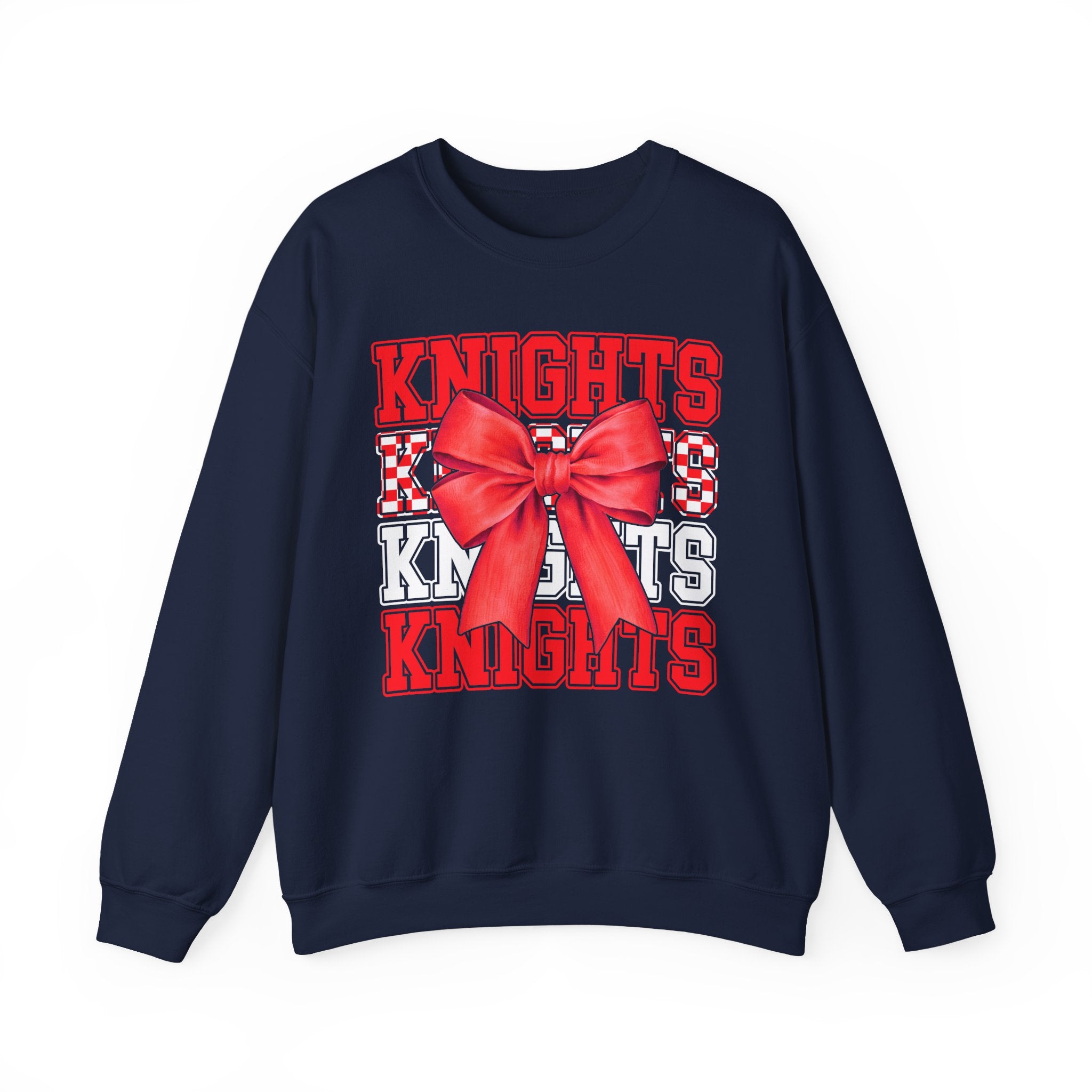 Crewneck Sweatshirt — 'Knights' Red Bow School Spirit  Crew