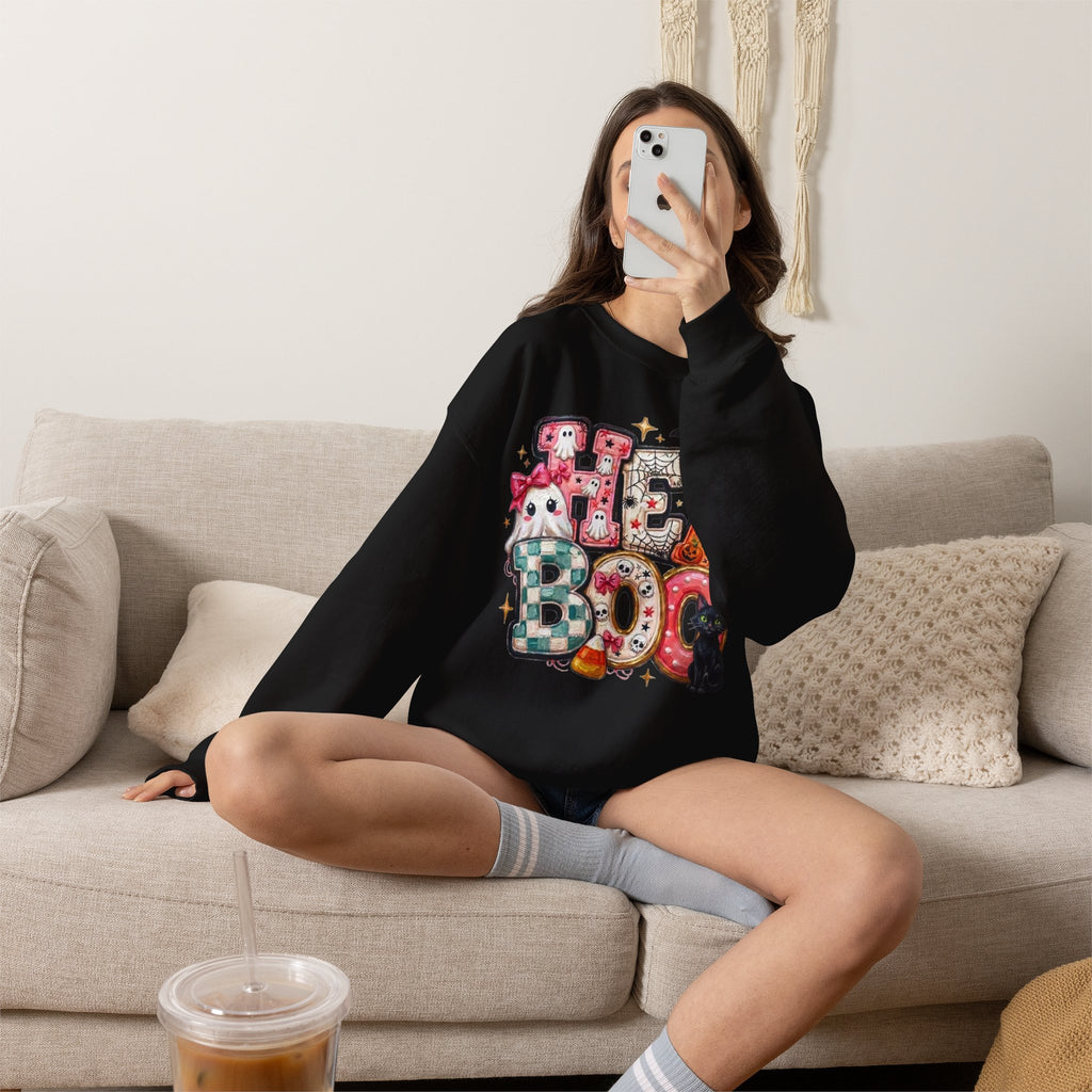 Halloween 'Boo!' Crewneck Sweatshirt – Cute Ghosts & Candy Halloween Pullover