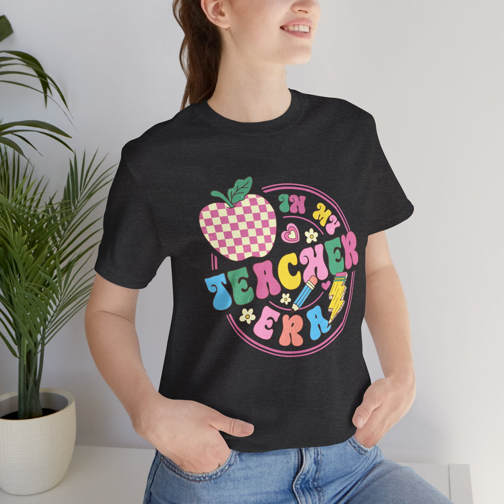 Teacher Vibes Tee — Cute Retro Apple Classroom Graphic T-Shirt