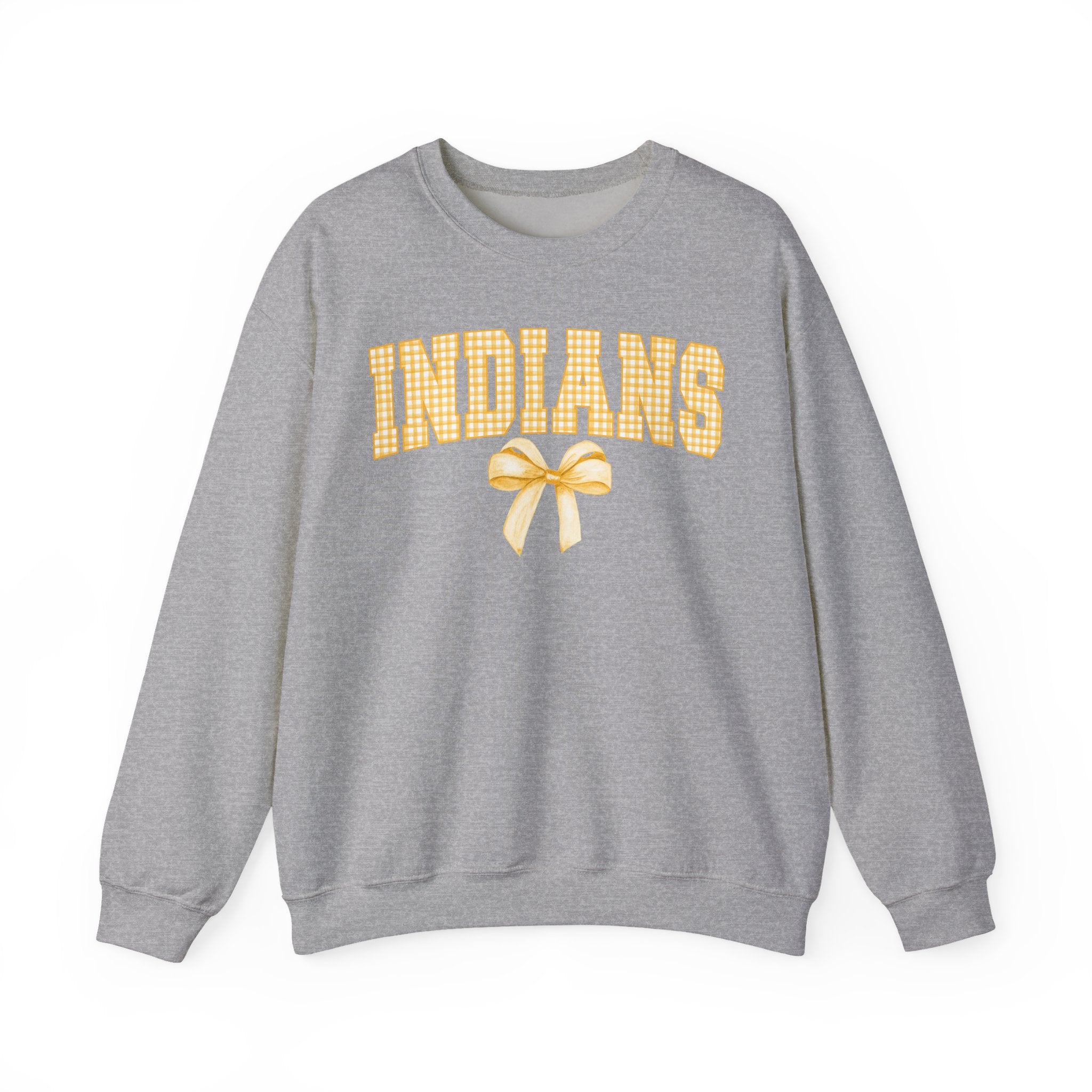Indians Yellow Gingham Bow Crewneck Sweatshirt