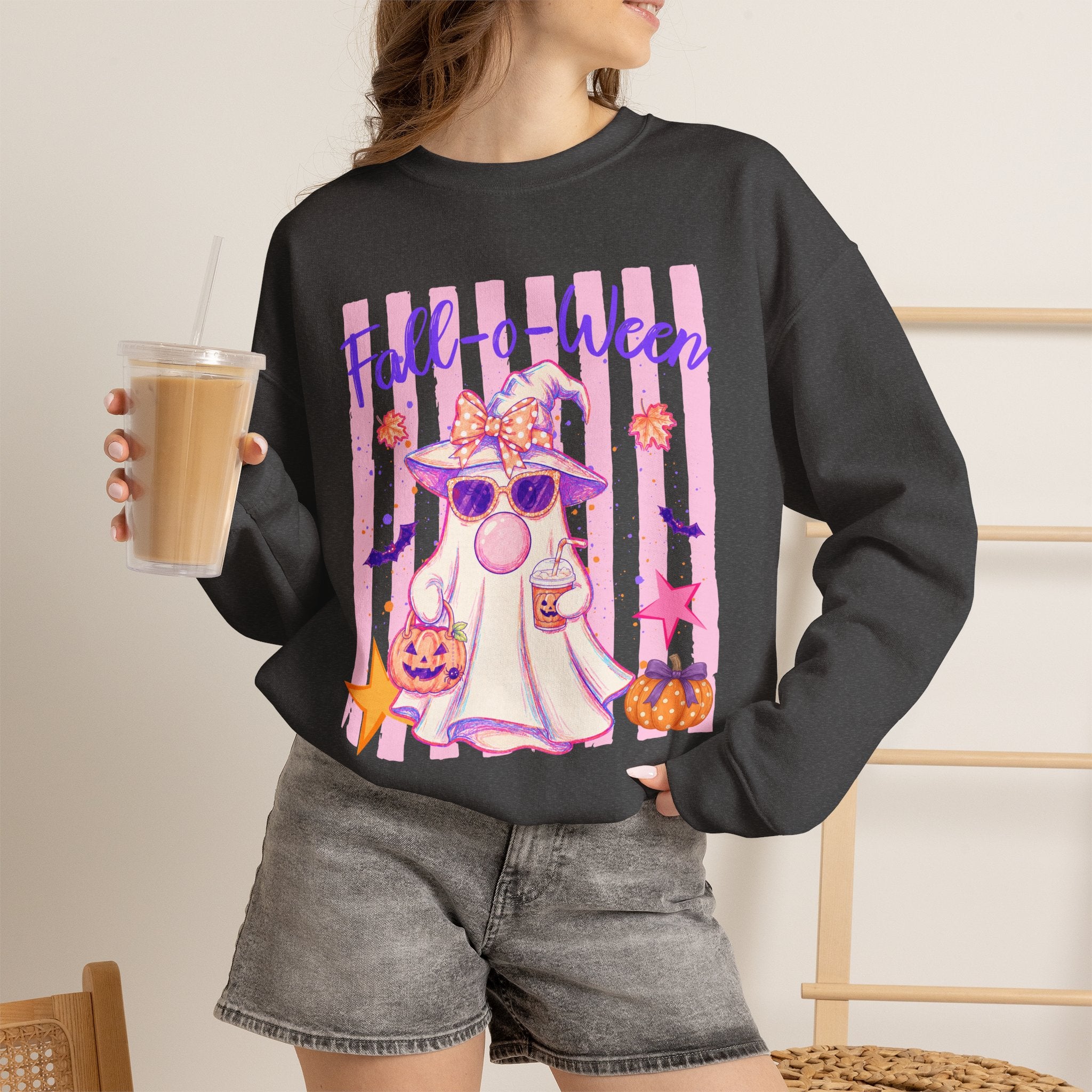 Fall-o-Ween Ghost Sweatshirt – Cute Pastel Halloween Crewneck