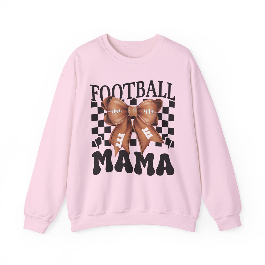 Football Mama Crewneck Sweatshirt — Retro Checkerboard Football Graphic