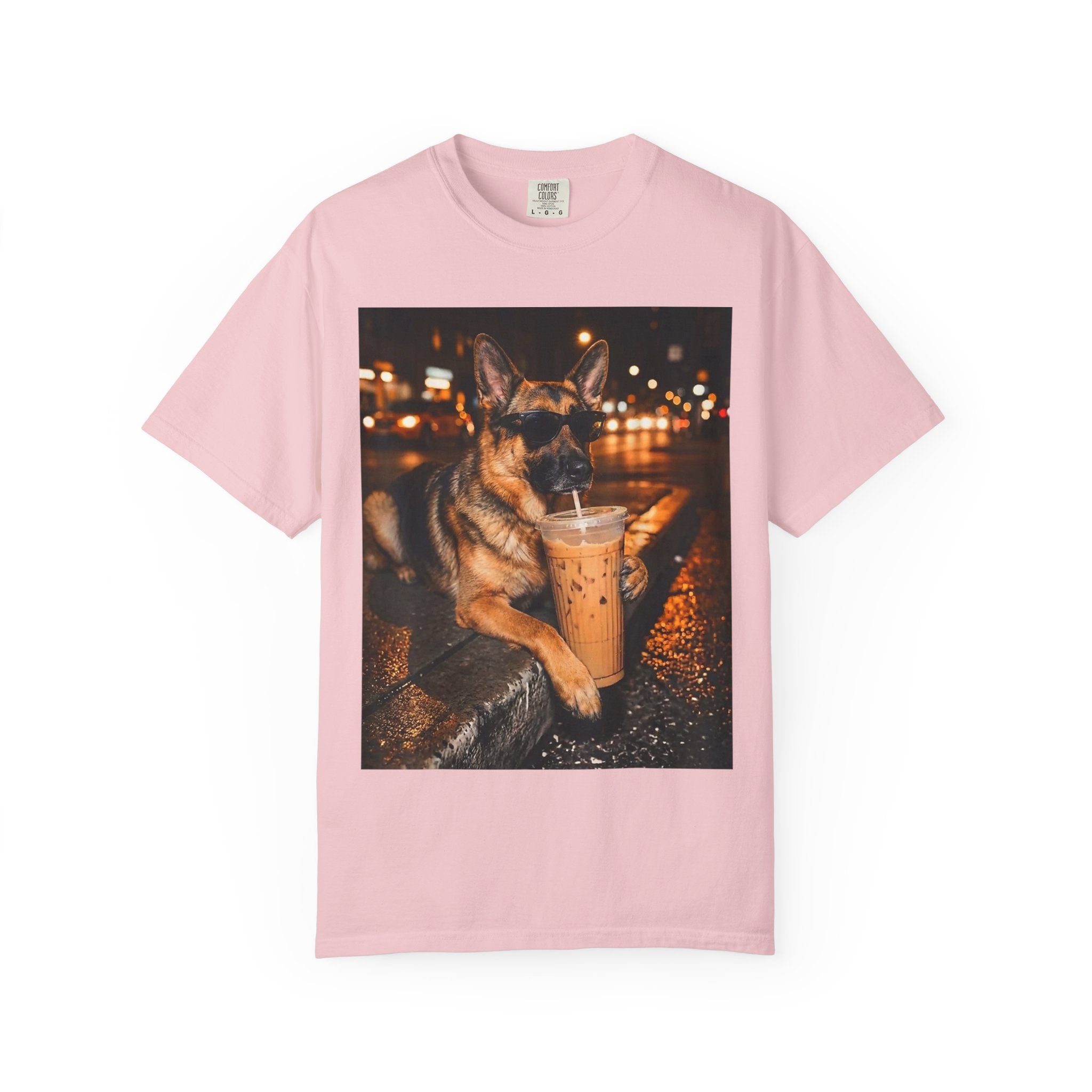 German Shepherd & Iced Coffee Photo T-Shirt — Dog