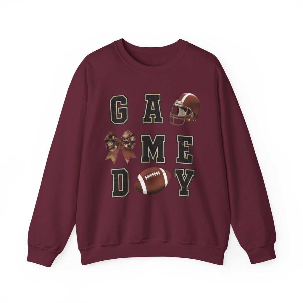 Game Day Sweatshirt — Football Helmet & Ball Crewneck
