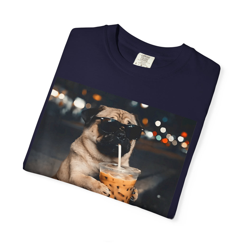 Pug Drinking Boba T‑Shirt — Cute Dog Bubble Tea Graphic Tee