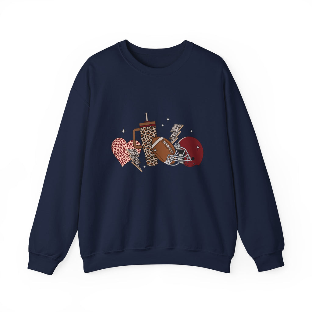 Heart & Lightning Graphic Sweatshirt — Leopard, Plaid & Red Heart Crewneck