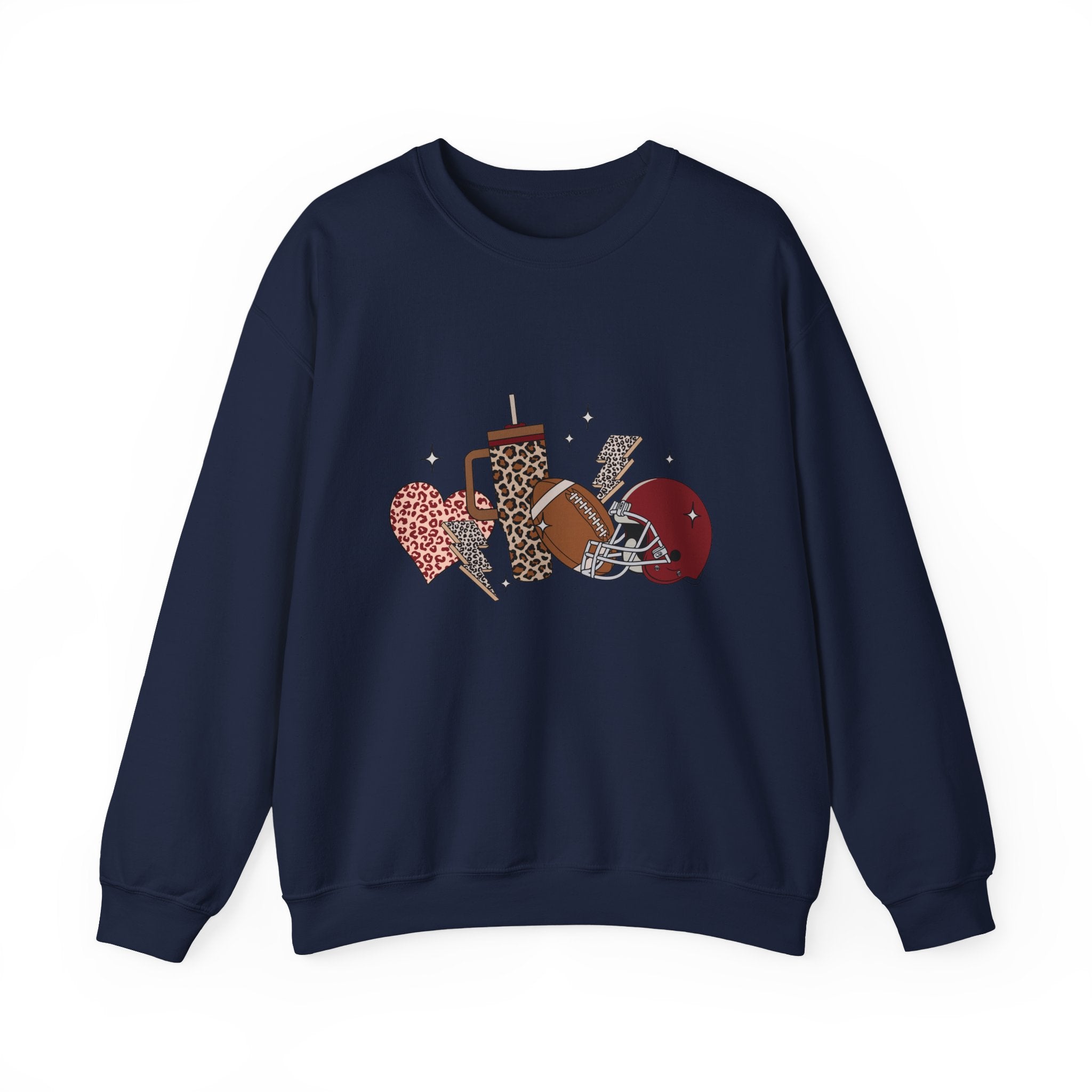 Heart & Lightning Graphic Sweatshirt — Leopard, Plaid & Red Heart Crewneck