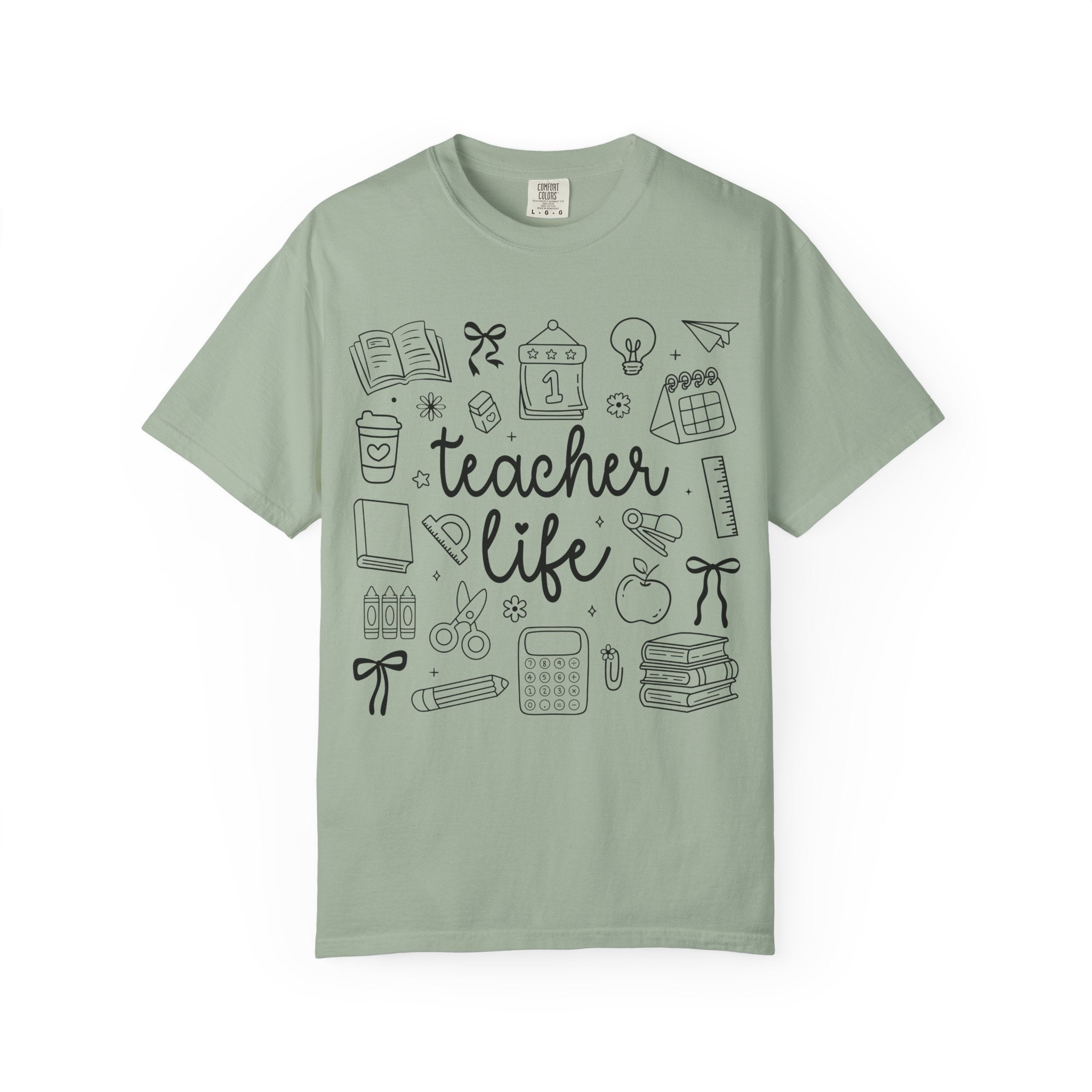 Teacher Life T-Shirt — School Supplies Sketch Graphic Tee