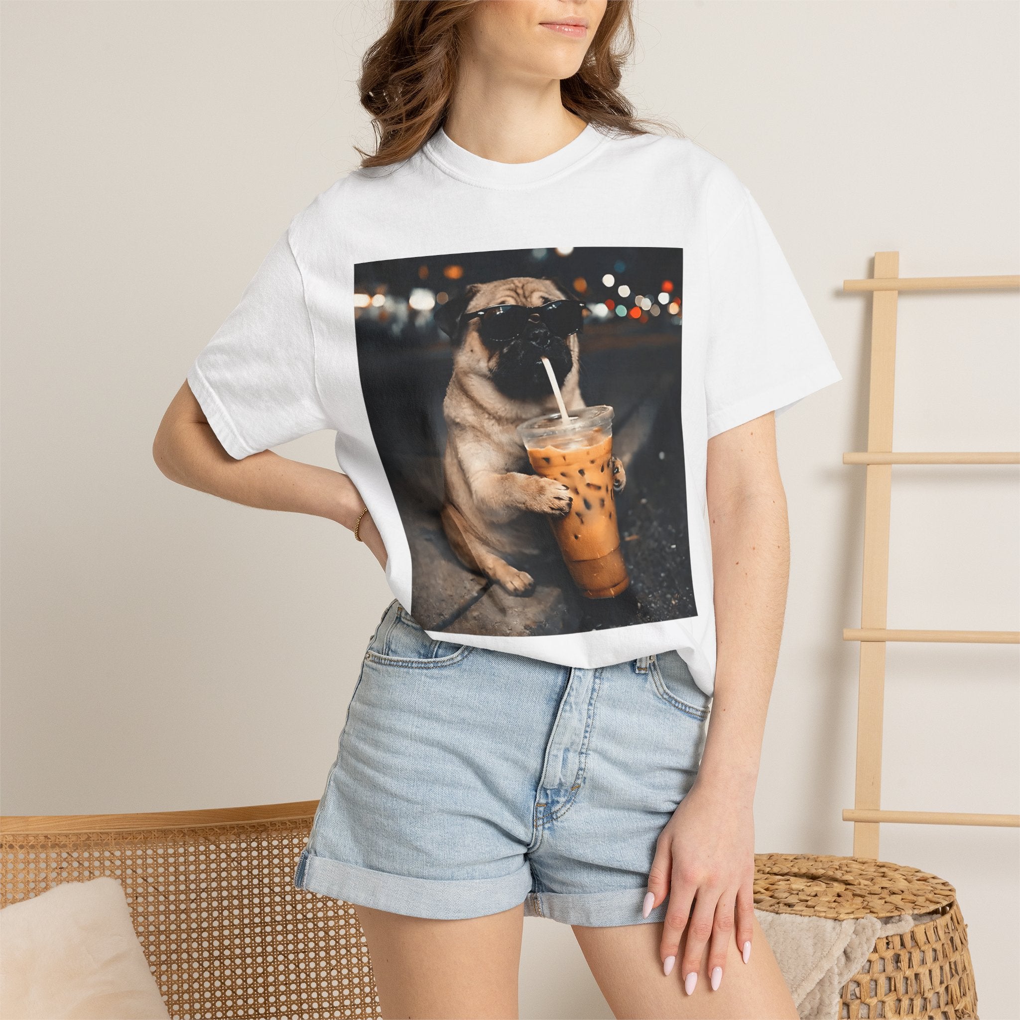 Pug Drinking Boba T‑Shirt — Cute Dog Bubble Tea Graphic Tee