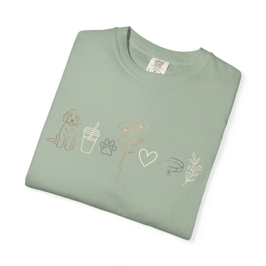 Doodle & Wildflower T-Shirt — Minimal Line Art Dog Tee