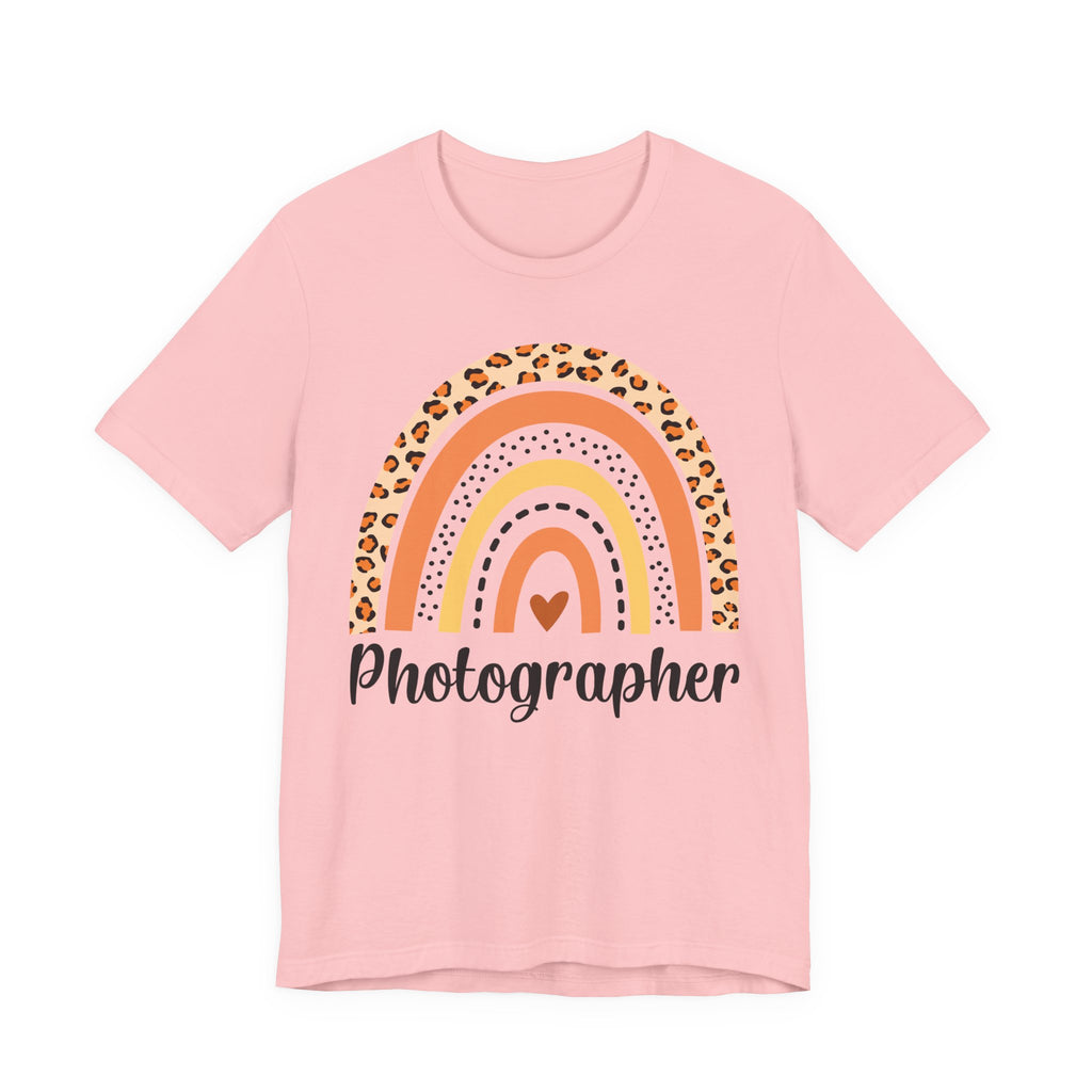 Photographer Rainbow Tee — Leopard Print Rainbow Graphic T-Shirt for Photographers