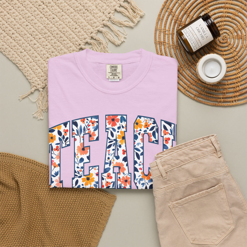Teach Floral T‑Shirt — Floral Pattern TEACH Teacher Appreciation Gift