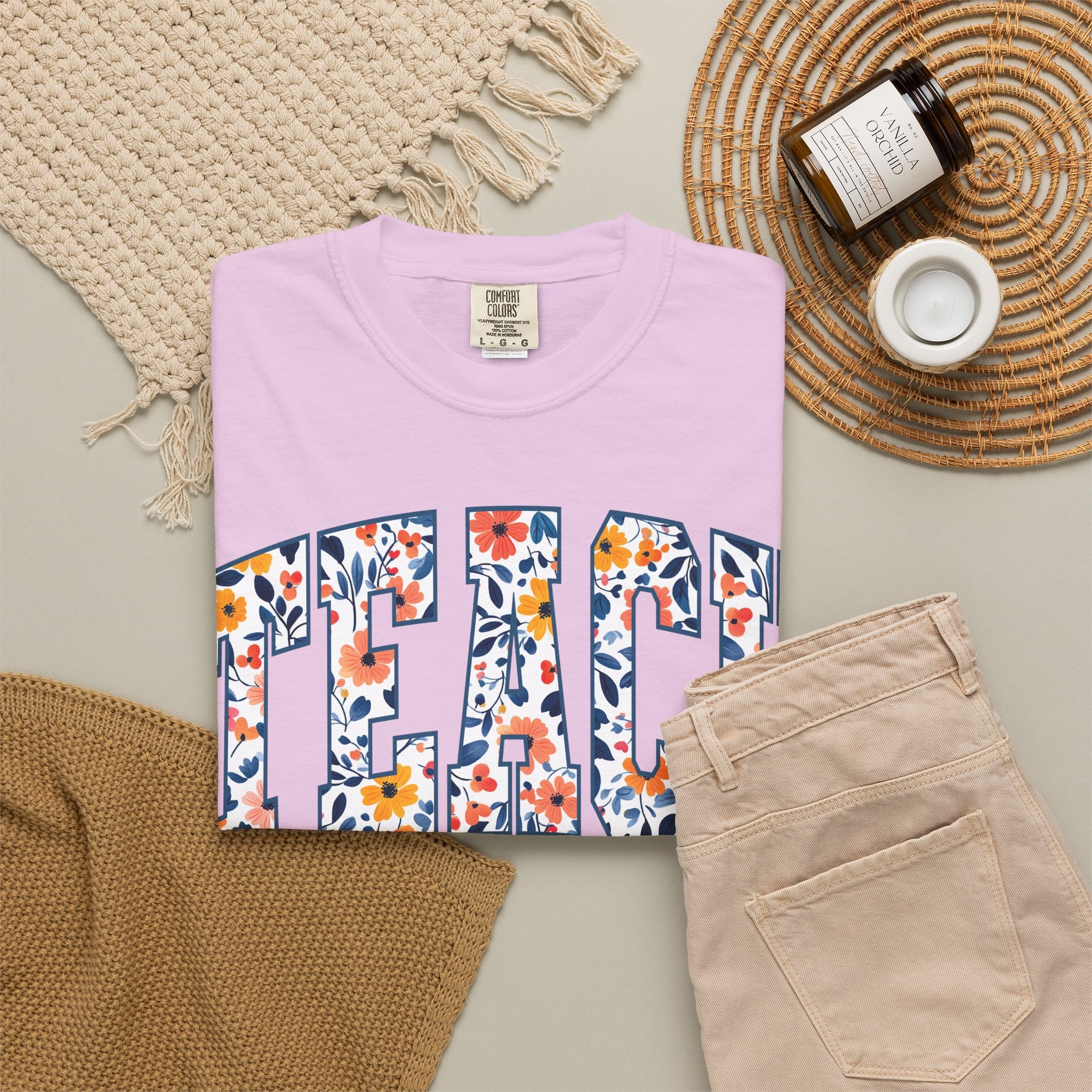 Teach Floral T‑Shirt — Floral Pattern TEACH Teacher Appreciation Gift
