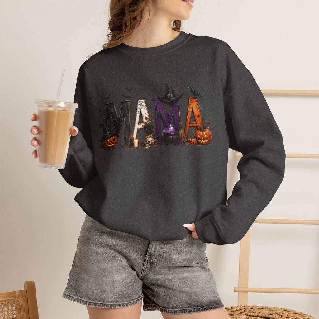 Halloween Mama Sweatshirt — Spooky Witch & Pumpkins Crewneck