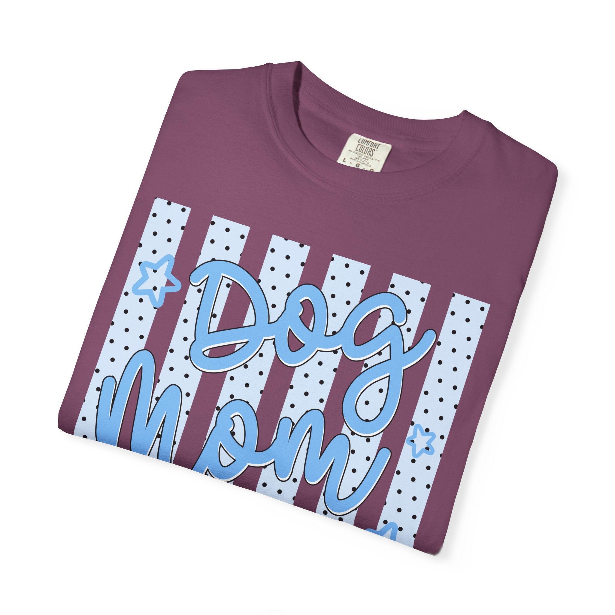 Dog Mom T-Shirt – Blue Stars & Stripes Pet Mom Tee