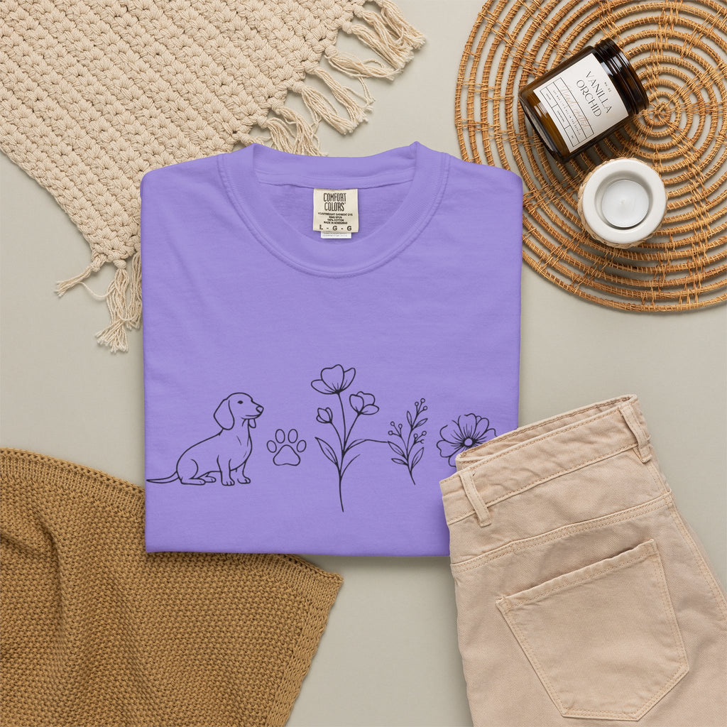 Dachshund Dog & Wildflowers Graphic T-Shirt