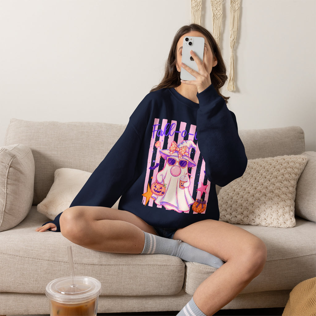 Fall-o-Ween Ghost Sweatshirt – Cute Pastel Halloween Crewneck