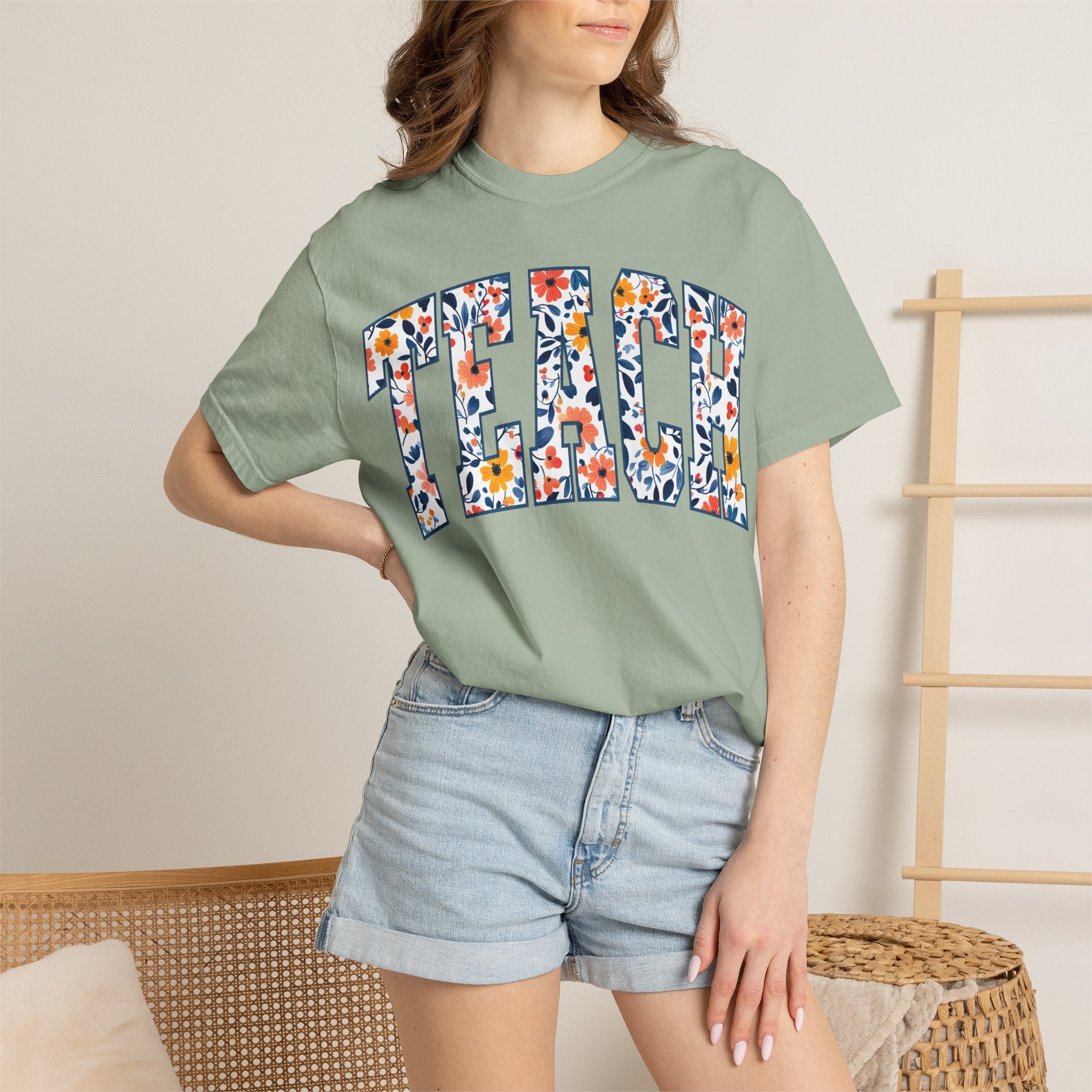Teach Floral T‑Shirt — Floral Pattern TEACH Teacher Appreciation Gift
