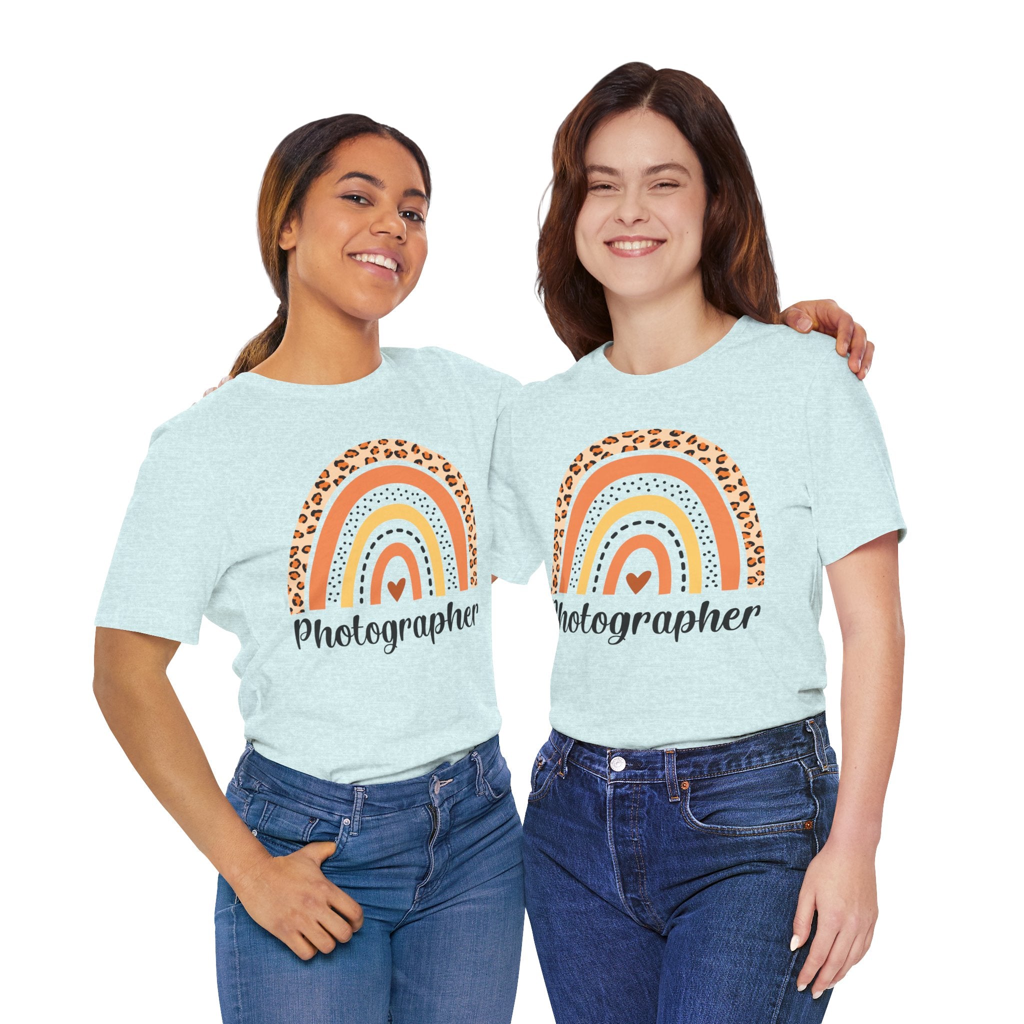 Photographer Rainbow Tee — Leopard Print Rainbow Graphic T-Shirt for Photographers
