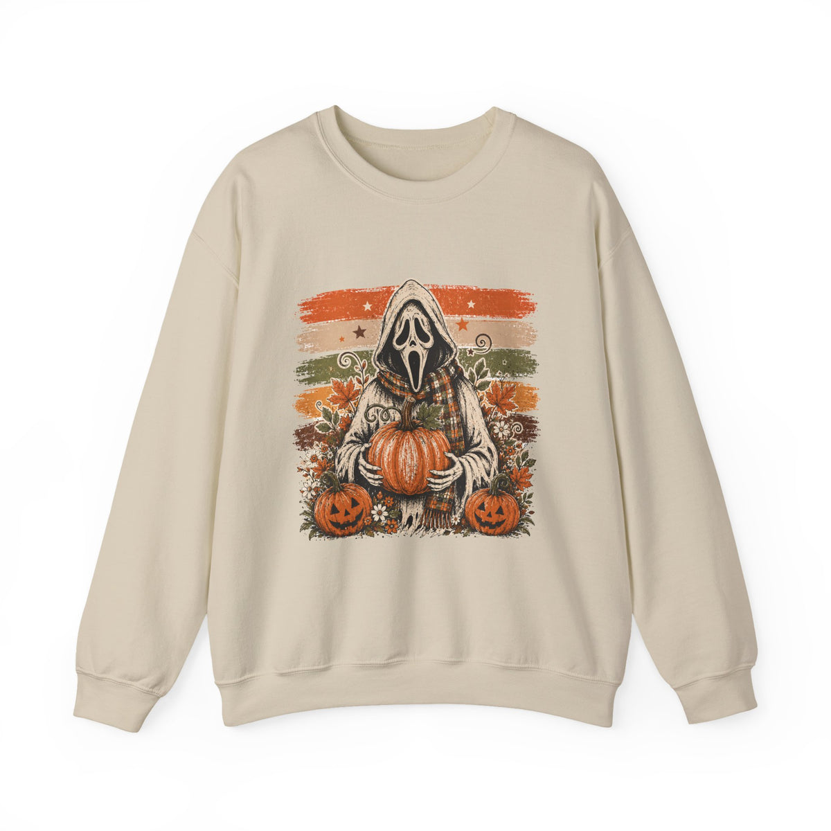 Halloween Scream Crewneck Sweatshirt — Ghost Face Pumpkin Design