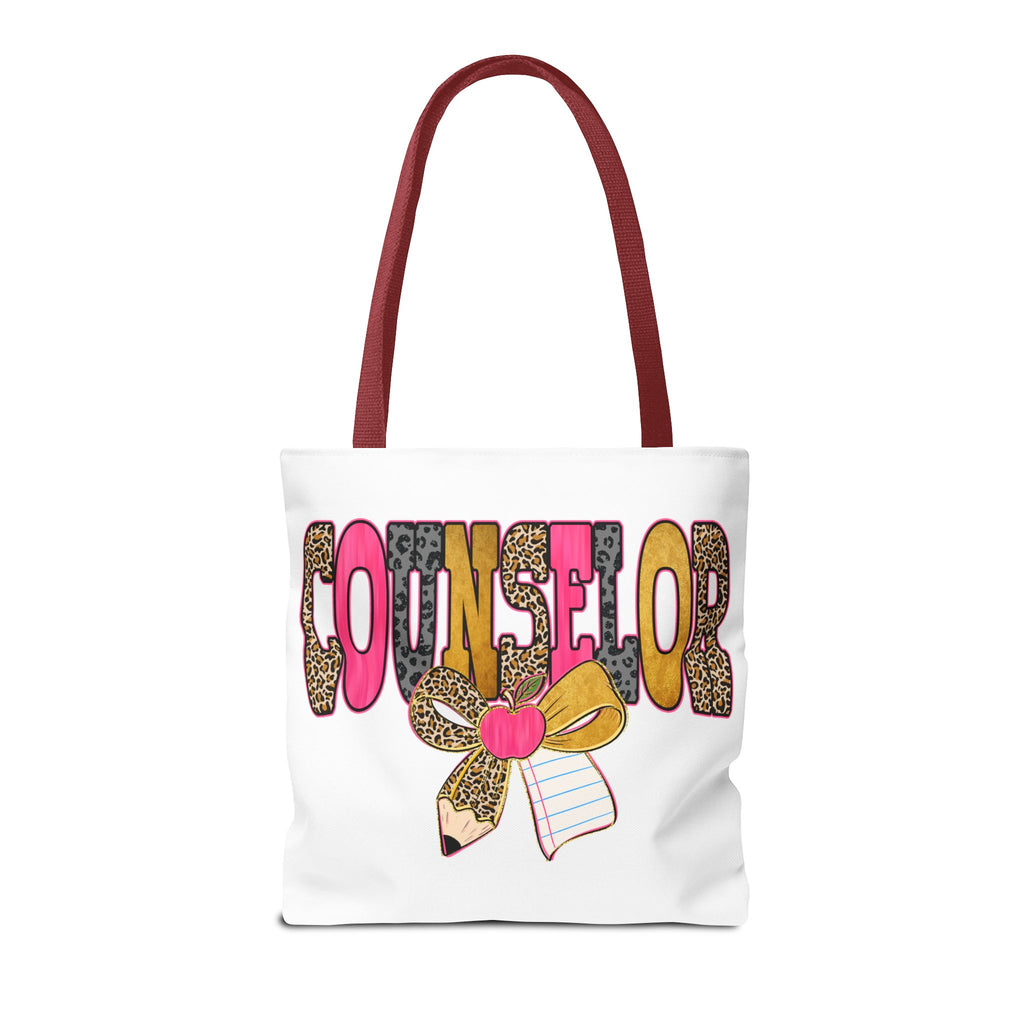 Counselor Tote Bag — Cute Leopard Pencil & Ribbon School Counselor Gift