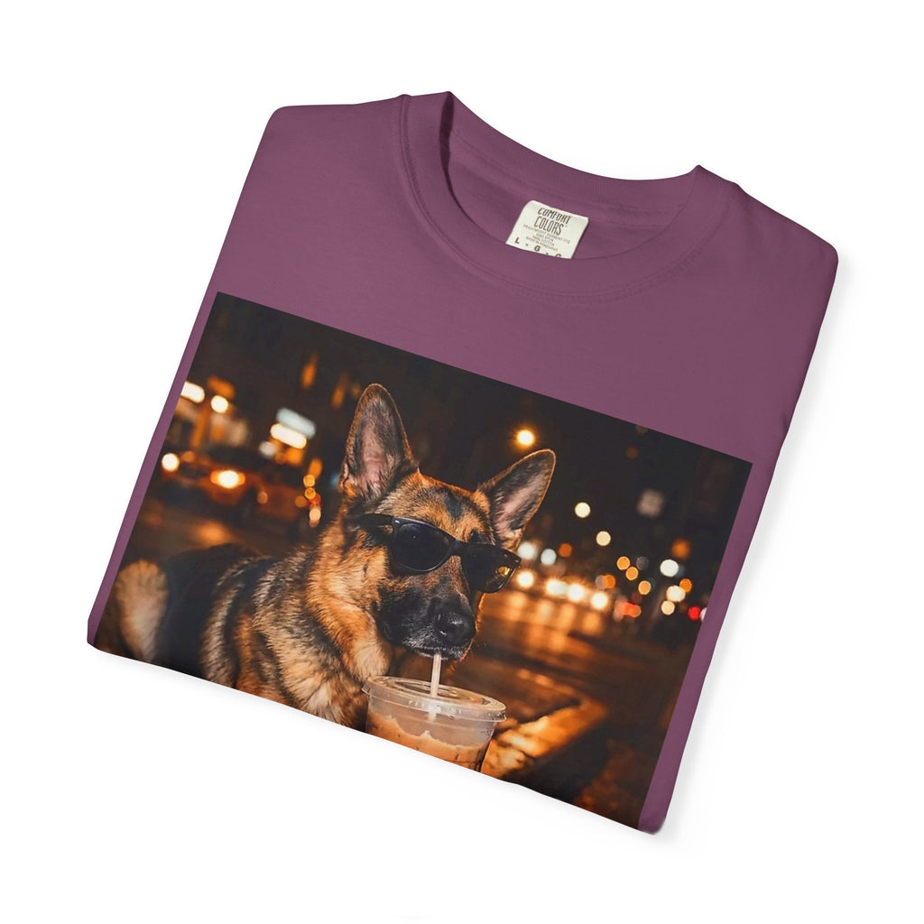 German Shepherd & Iced Coffee Photo T-Shirt — Dog