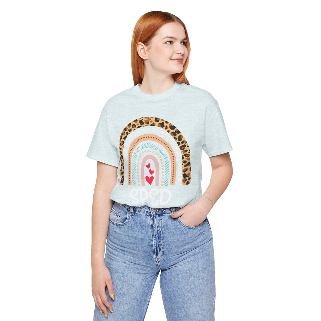 Leopard Rainbow Tee — Cute Pastel Heart Rainbow Graphic T-Shirt
