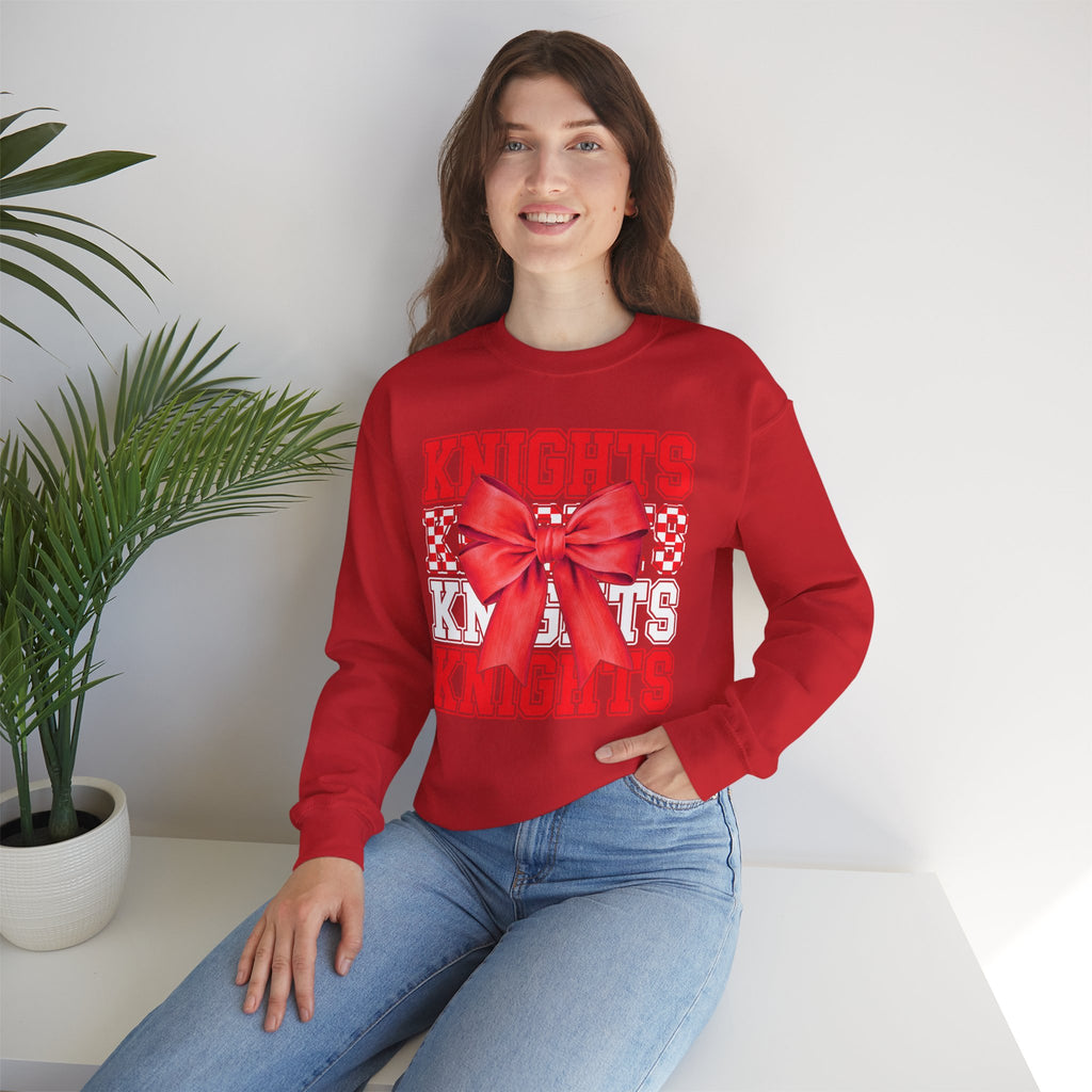 Crewneck Sweatshirt — 'Knights' Red Bow School Spirit  Crew