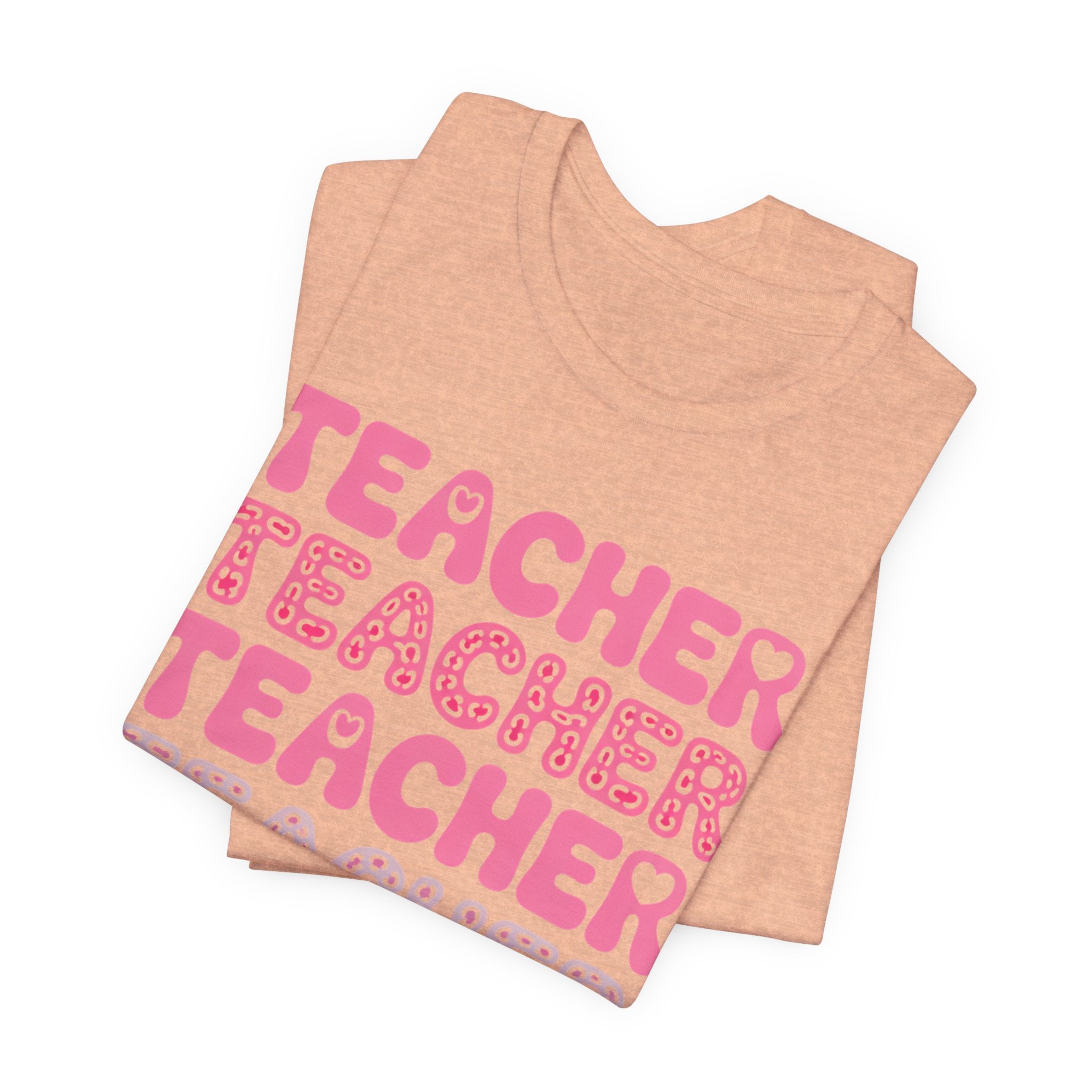 Teacher Repeating Pink Typography T‑Shirt