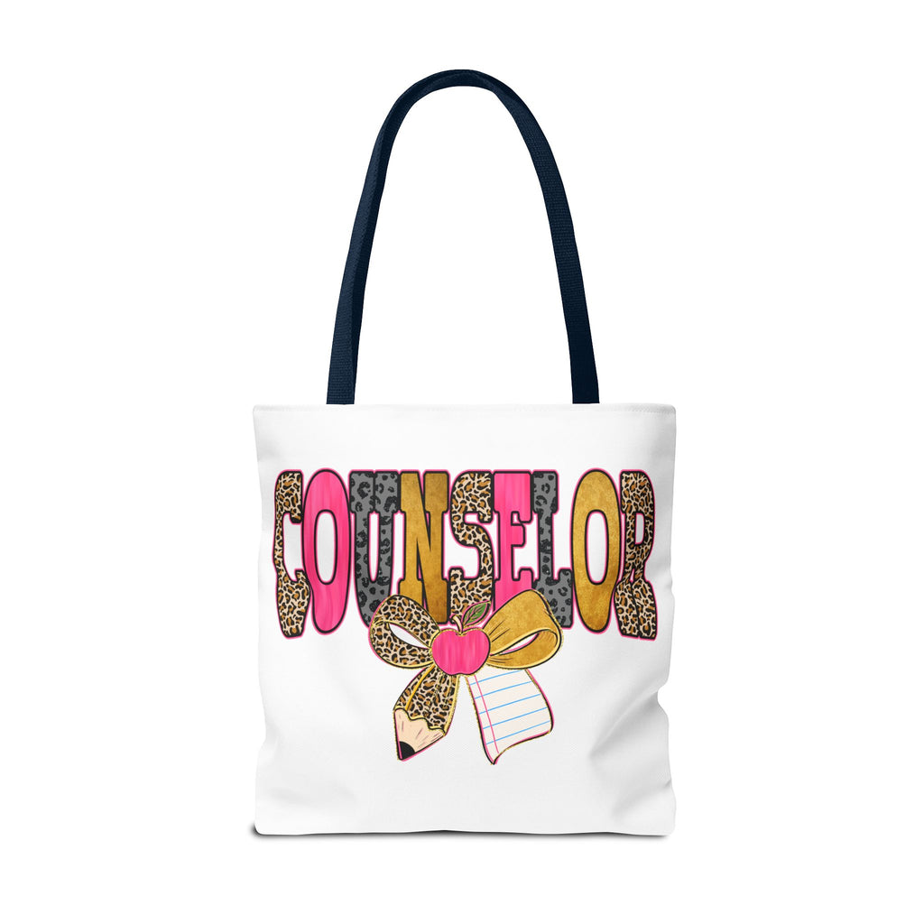 Counselor Tote Bag — Cute Leopard Pencil & Ribbon School Counselor Gift