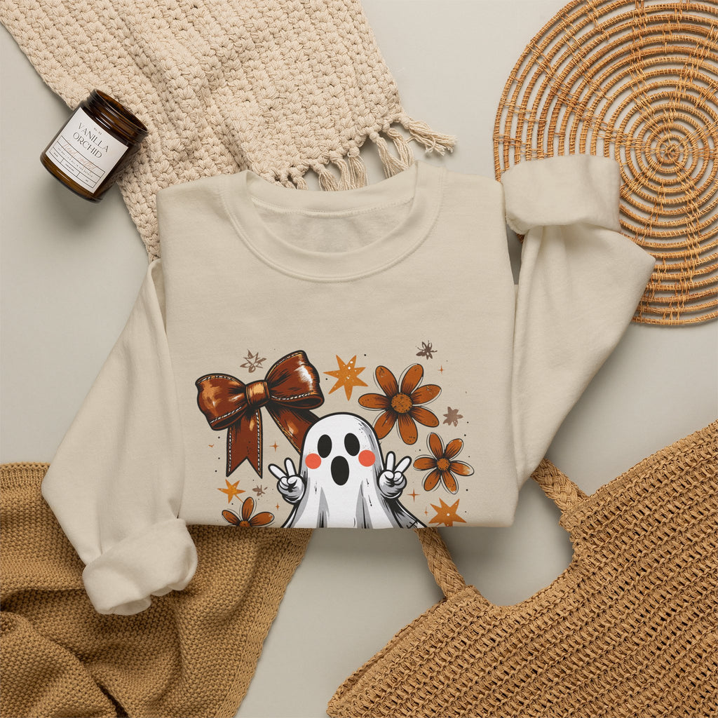 Football Ghost Crewneck Sweatshirt – Cute Spooky Game Day Design