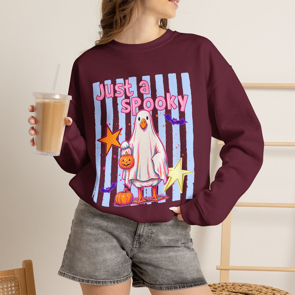 Ghost Costume Sweatshirt — "Just a Spooky" Cute Halloween Crewneck