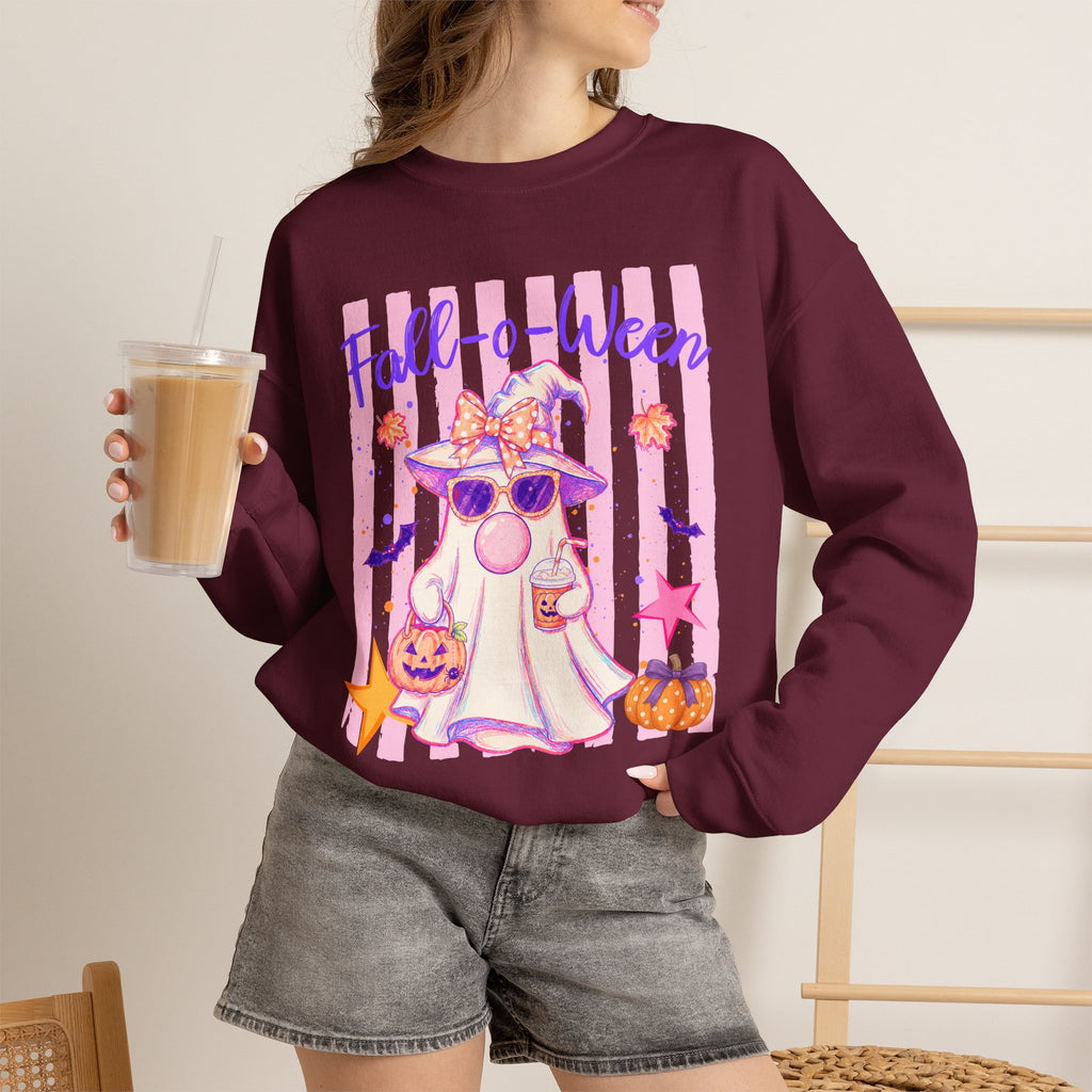 Fall-o-Ween Ghost Sweatshirt – Cute Pastel Halloween Crewneck