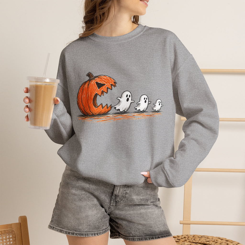 Halloween Pumpkin & Ghosts Crewneck Sweatshirt